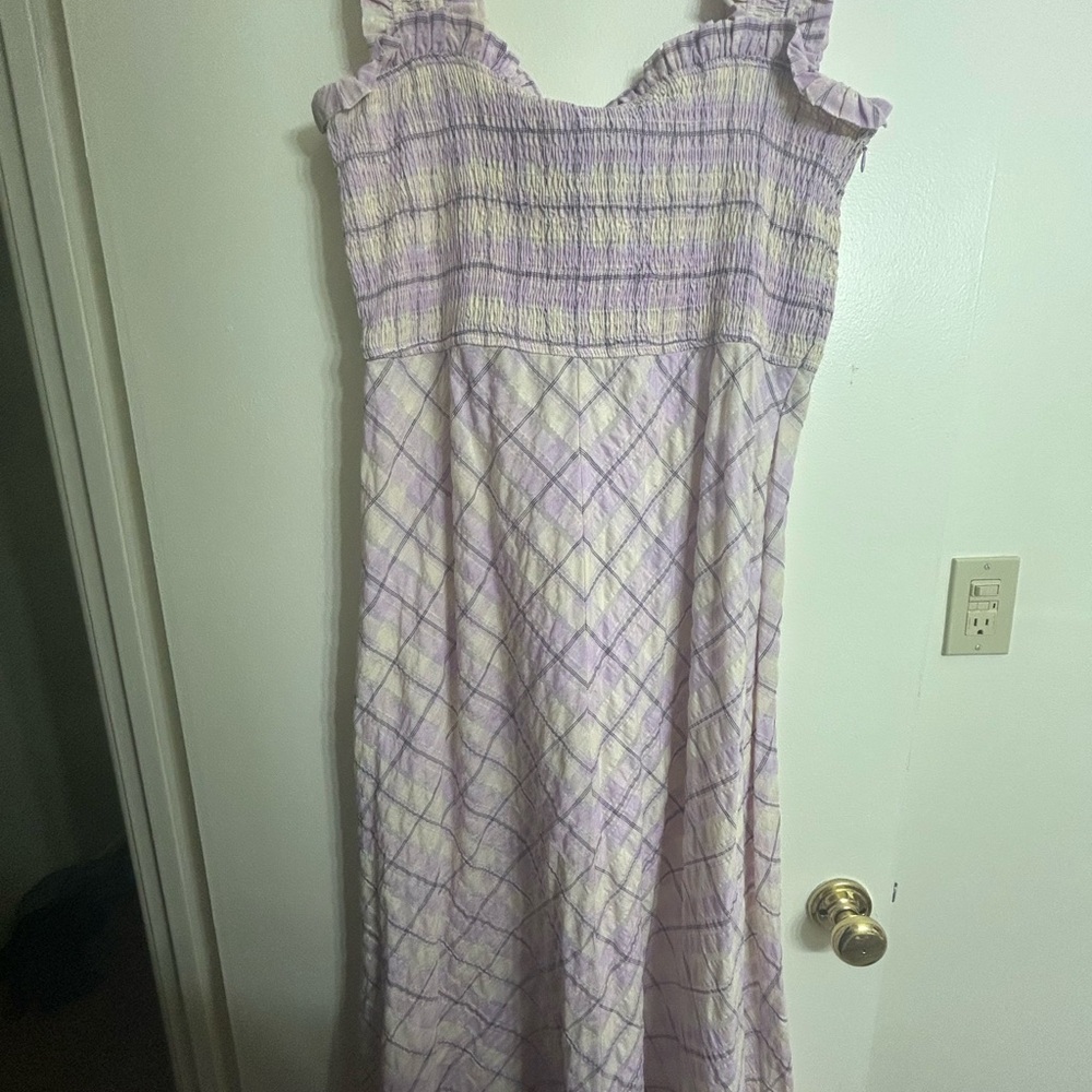 Ganni Purple and Cream Maxi Dress